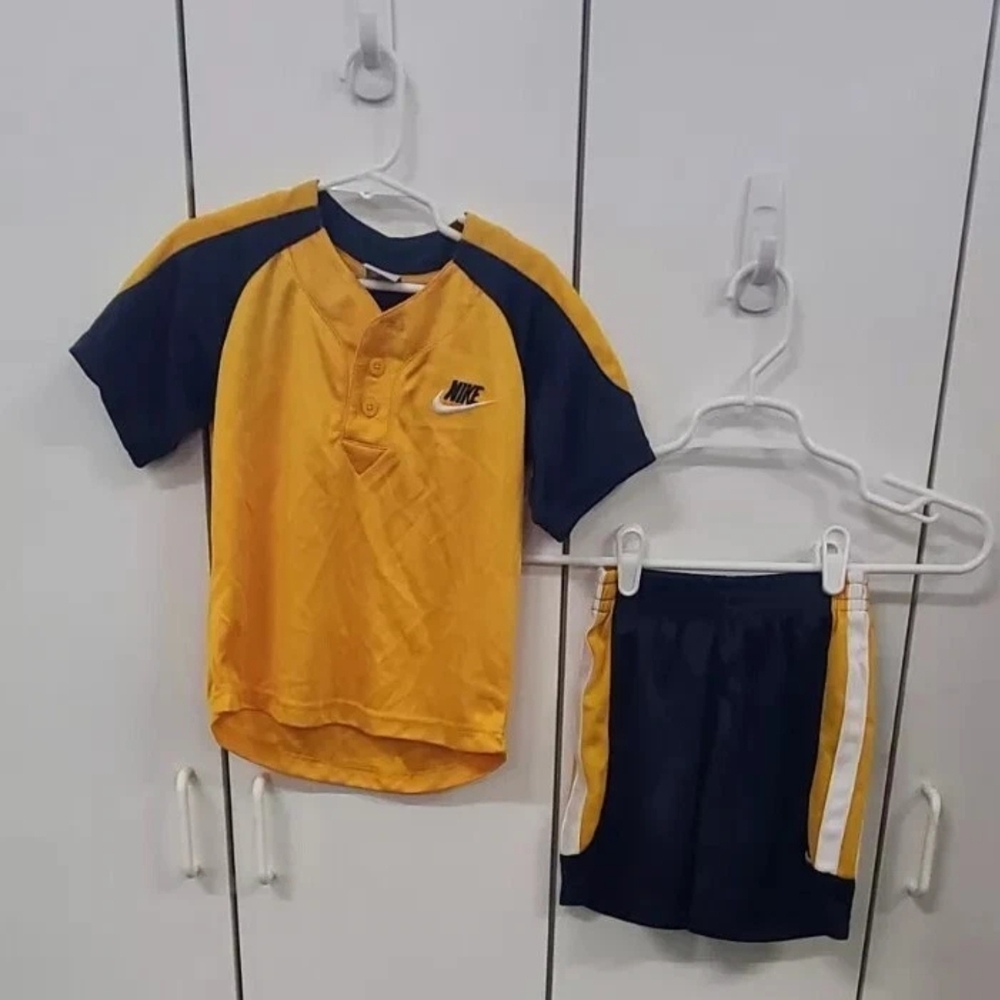 Nike Kids Gold and Navy Button Down Shirt
